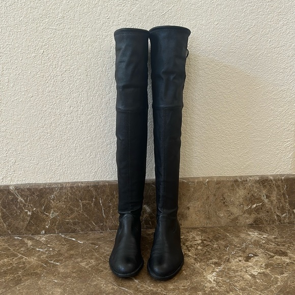 Stuart Weitzman Over-the-Knee Lowland Boots Black Size 5 EUC - Picture 1 of 12